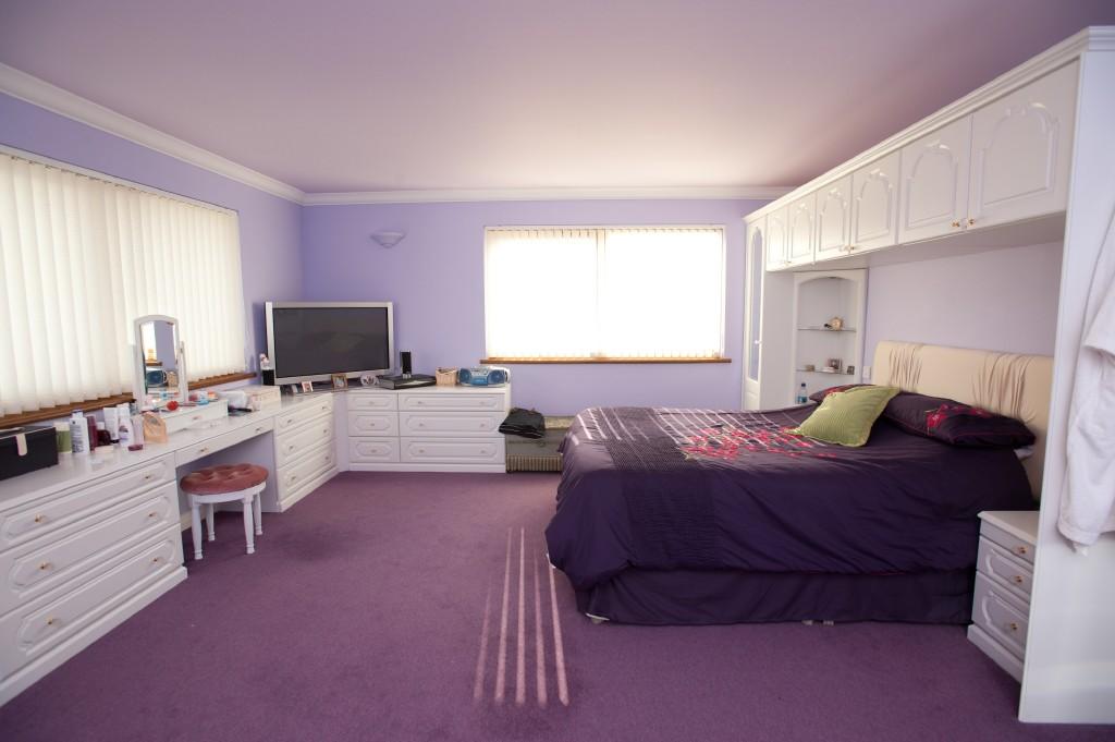 photo of lilac pink purple white bedroom master bedroom