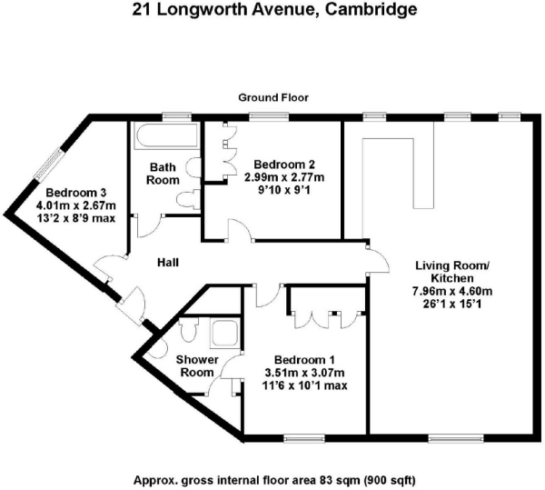 3 bedroom flat for sale in Longworth Avenue, Cambridge, CB4