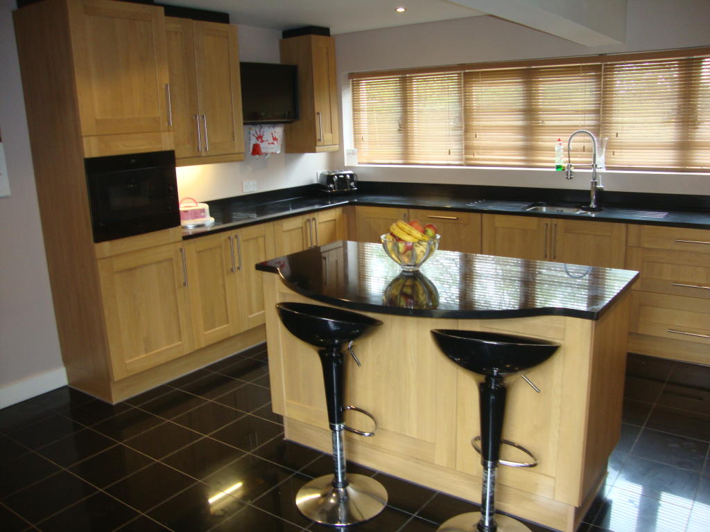 open plan kitchen with breakfast bar