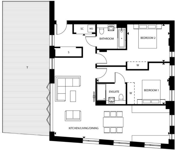 2 bedroom apartment for sale in Gaumont Place, Ardwell Rd, London, SW2