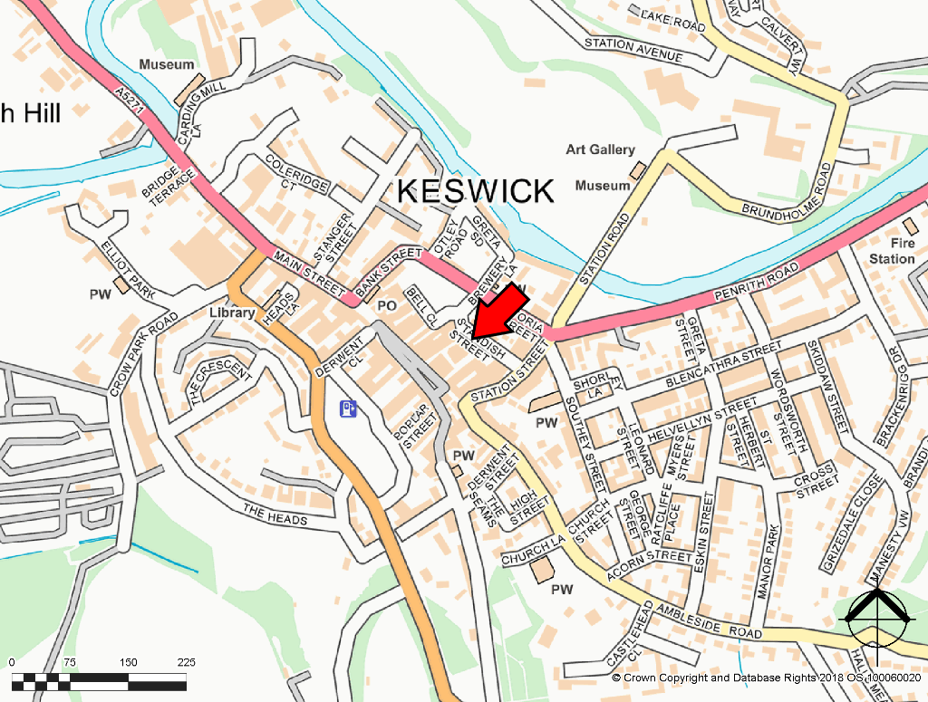 Map Of Keswick Town Centre Shop To Lease In Pack Horse Court, Keswick, Cumbria, Ca12