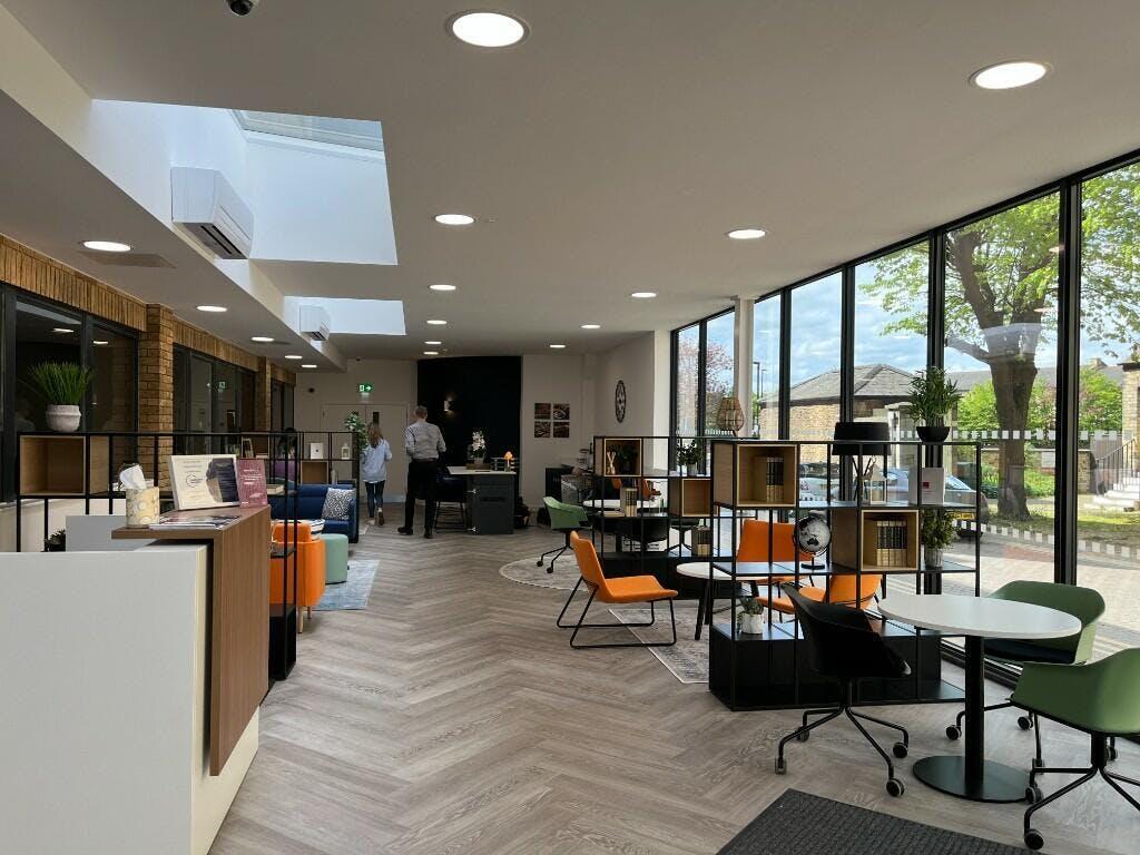 Entrance lobby seating &amp; cafe