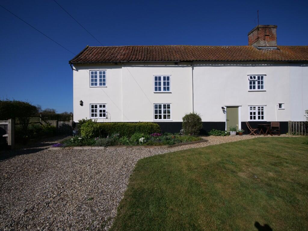 Main image of property: A charming three bedroom semi detached cottage located in the sought after village of Brandeston.  Set back from the roa