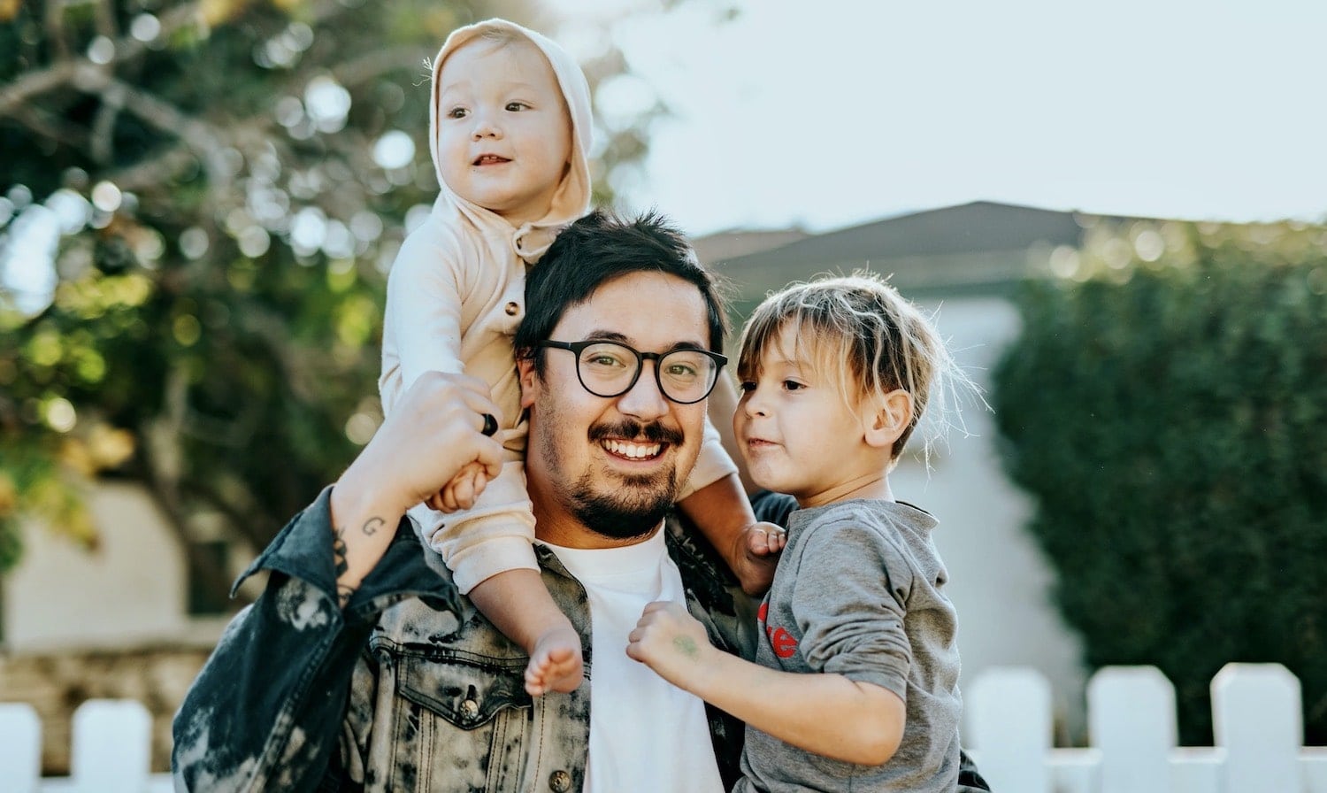 Family portrait of father and children