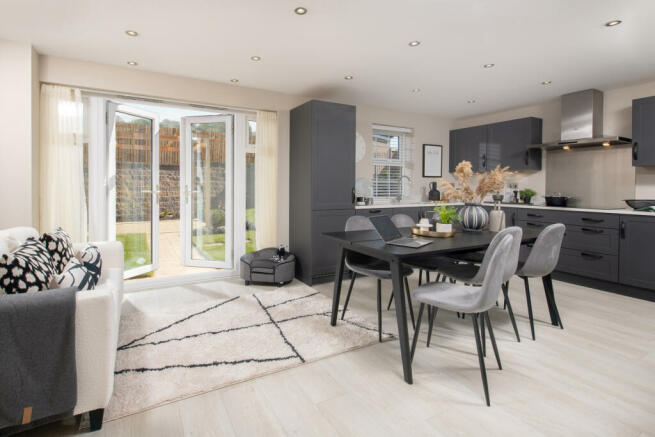 Inside view 4 bedroom Chelworth kitchen with French doors