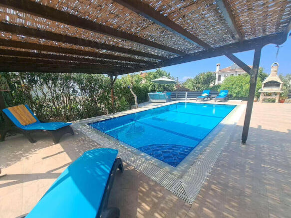 Covered area by pool