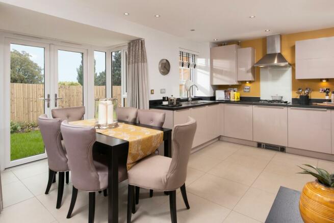 Open plan kitchen with glazed bay from the Hexham house type