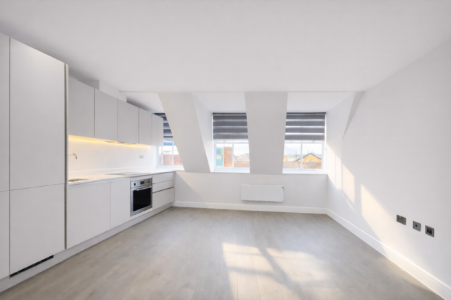 Modern kitchen with dormer windows