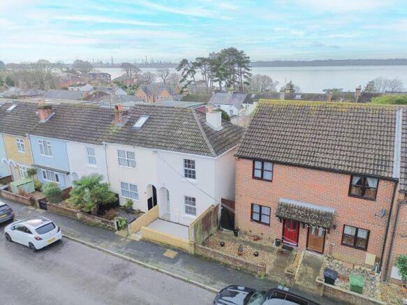 Elevated view towards the water