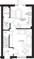 Ground floorplan of 3 bedroom Hume