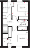 First floorplan of 3 bedroom Hume