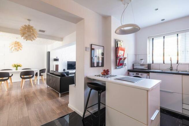 Kitchen onto dining area