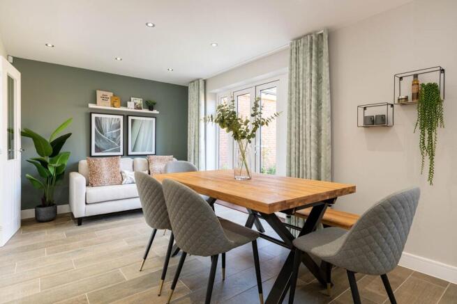 Open plan kitchen diner overlooking the garden