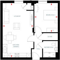 Plots 8 16 & 24 Floor plan Canal Quarter @ Barratt Homes Marsworth House