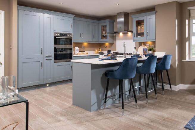 Internal view of spacious open-plan kitchen-diner