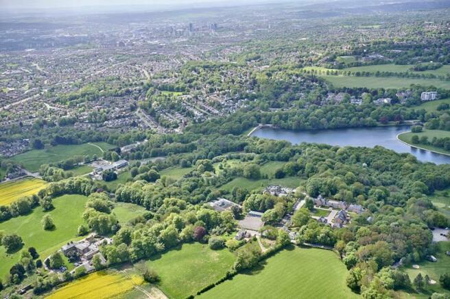 Aerial photo showing Elmete Hall and Roundhay Park