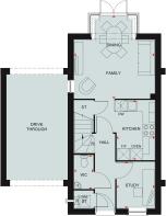 Ground floor floorplan of the three bedroom Cannington at New Lubbesthorpe