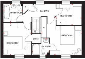 Detached Hadley first floor plan DWH Canal Quarter H763901