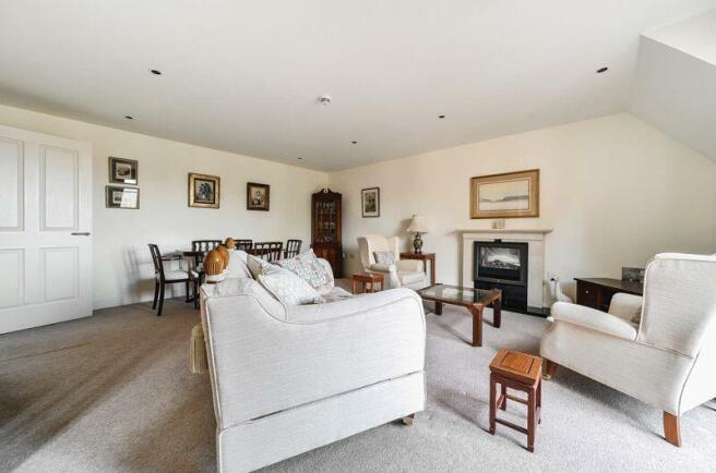 Living/dining room with fireplace