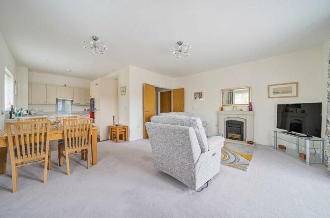 Living/dining room through to kitchen