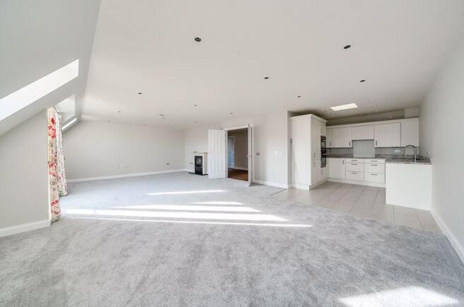 Living/dining room through to kitchen