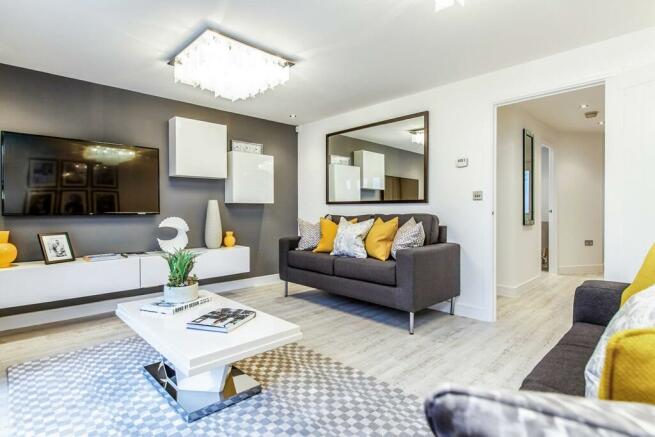 Light and spacious living room with French doors to the garden