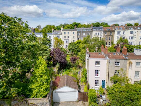 Drone rear garden to include double garage