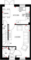 Ground floor plan Brandon, 3 bedroom home