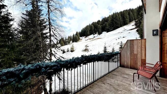 Terrace mountain view apartment Courchevel Moriond