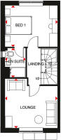 Floorplan of the Kingsville. 4 bed home. First floor.