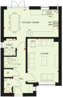 Ground floor plan of the Kingsley 4 bedroom home at Treledan, Saltash