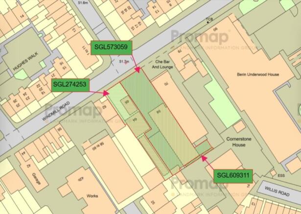 Promap showing title numbers - 64-68 WIndmill Road
