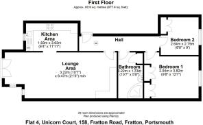 Floor plan Flat 4, Unicorn Court, 158, Fratton Rd.