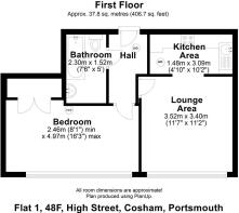Floor plan Flat 1, 48F, High St. PO6 3AG.JPG