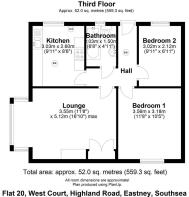 Floor plan Flat 20, West Court. PO4 9HA.JPG