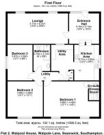 Floor plan Flat 2, Walpool House, Walpole Lane. SO