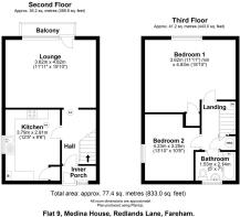 Floor plan Flat 9, Medina House, Redlands Lane. PO