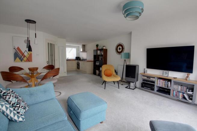 Open plan living room and kitchen area