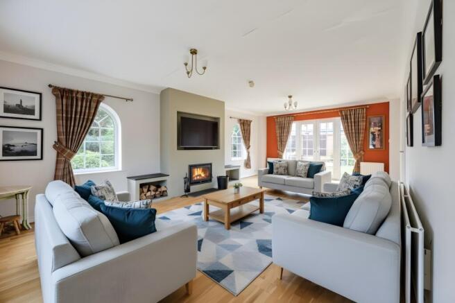 Large living room virtually staged