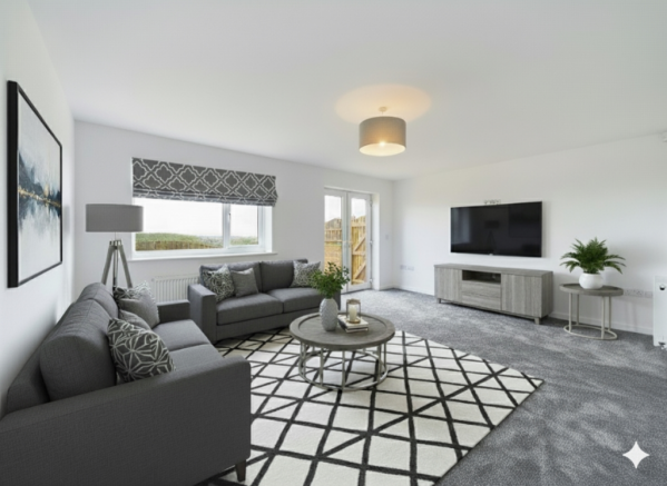 Virtually Staged Living Room Showing How This Room