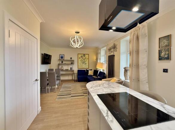 Open plan living room from the kitchen