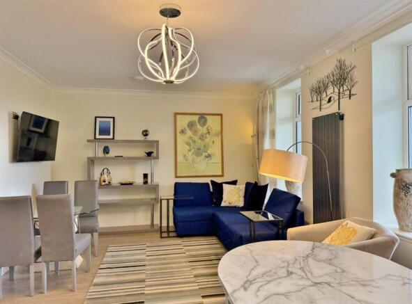 Open plan living room from the kitchen