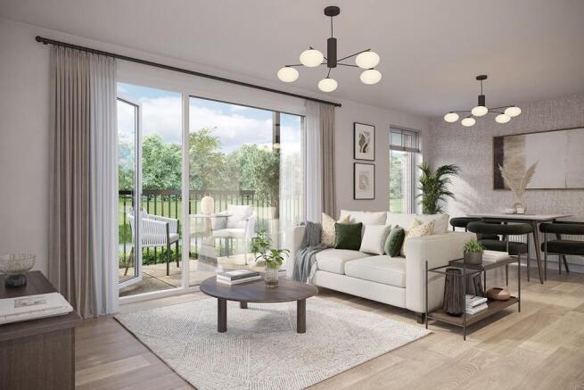 Modern living area with balcony