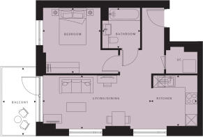 1 bedroom floorplan - Cunningham Apartments