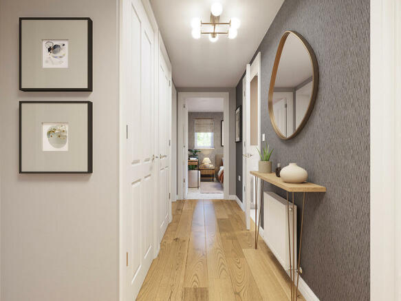 Internal image of the hallway in the Falkirk apartment at compass point