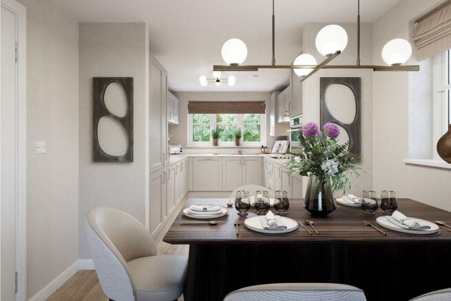 Your dining area handily located by the kitchen lets in lots of light