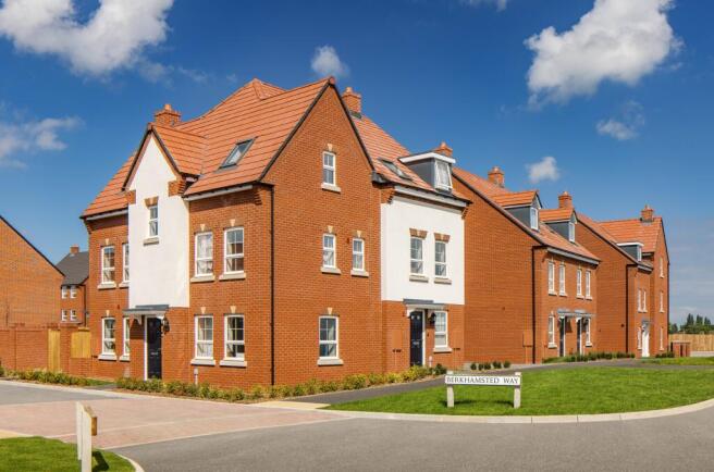 Three Storey street scene at Orchard Green at Kingsbrook Aylesbury