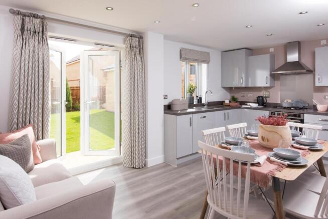 Open plan kitchen in the Hadley home at Willow Grove