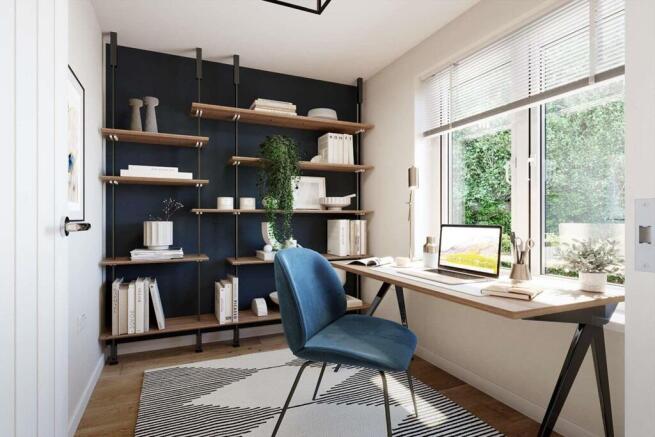 A dedicated home office separates work from home