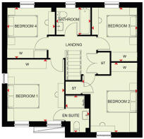 First floor plan of the Radleigh 4 bedroom home at Treledan, Saltash